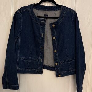 J. Crew Dark Blue Jean Jacket with Gold Buttons